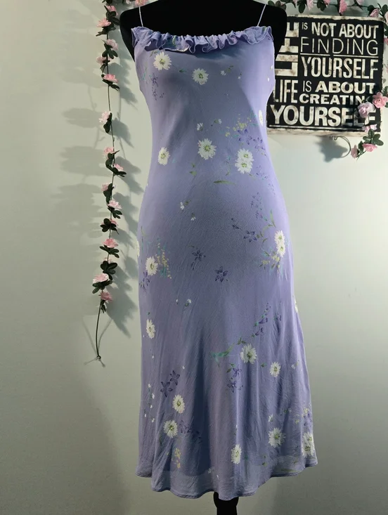 Rare Vintage 90s RALPH Ralph Lauren Lavender Floral Rayon Slip Dress Size 6 - Picture 8 of 8
